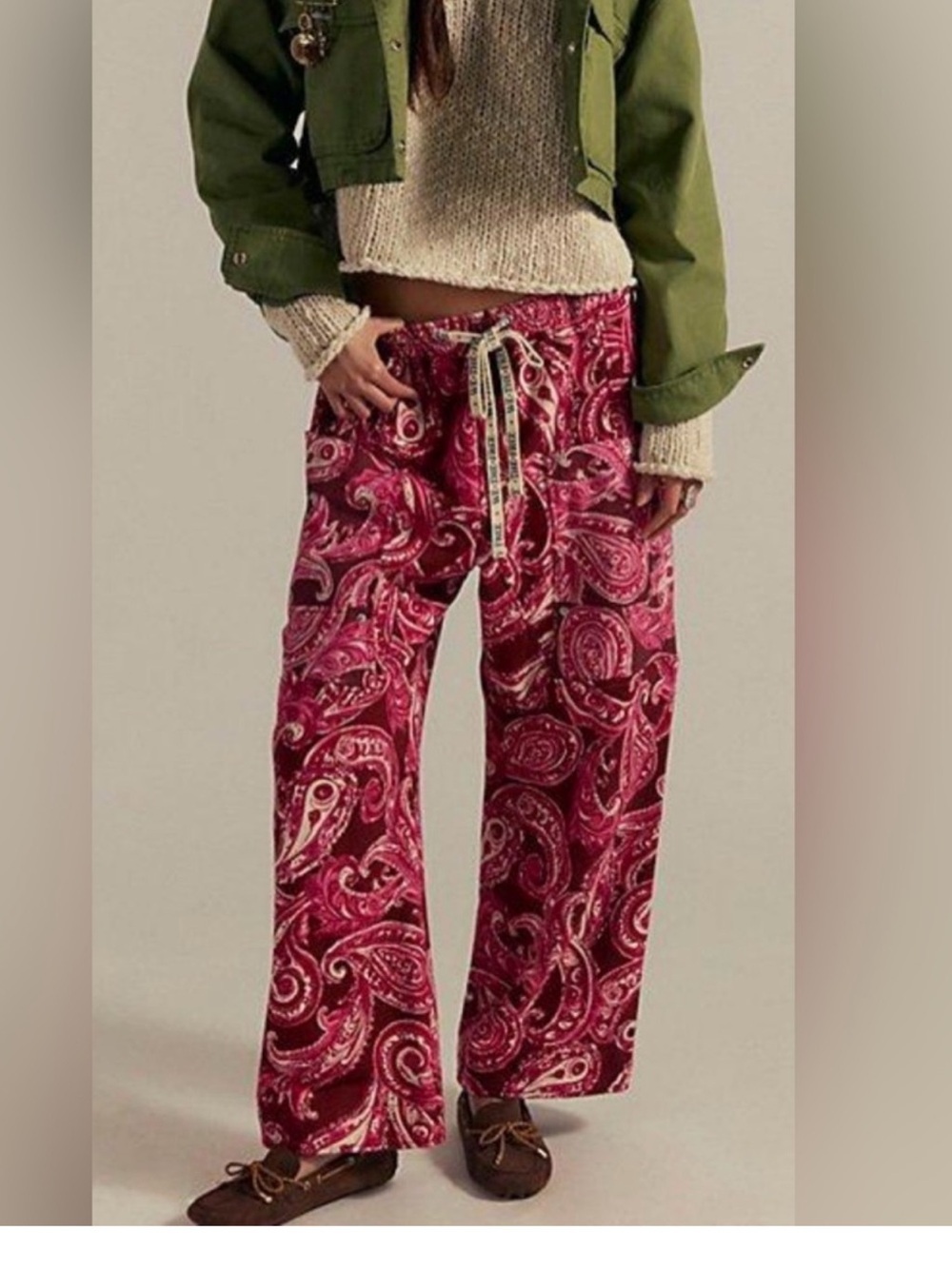 NWT Free People We The Free Jet Set Knit Printed Pull-On Pants Size Small